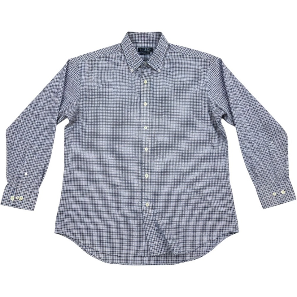 Lauren Ralph Lauren Classic Fit Non Iron‎ Dress Shirt Mens 17 34/35 Blue Check